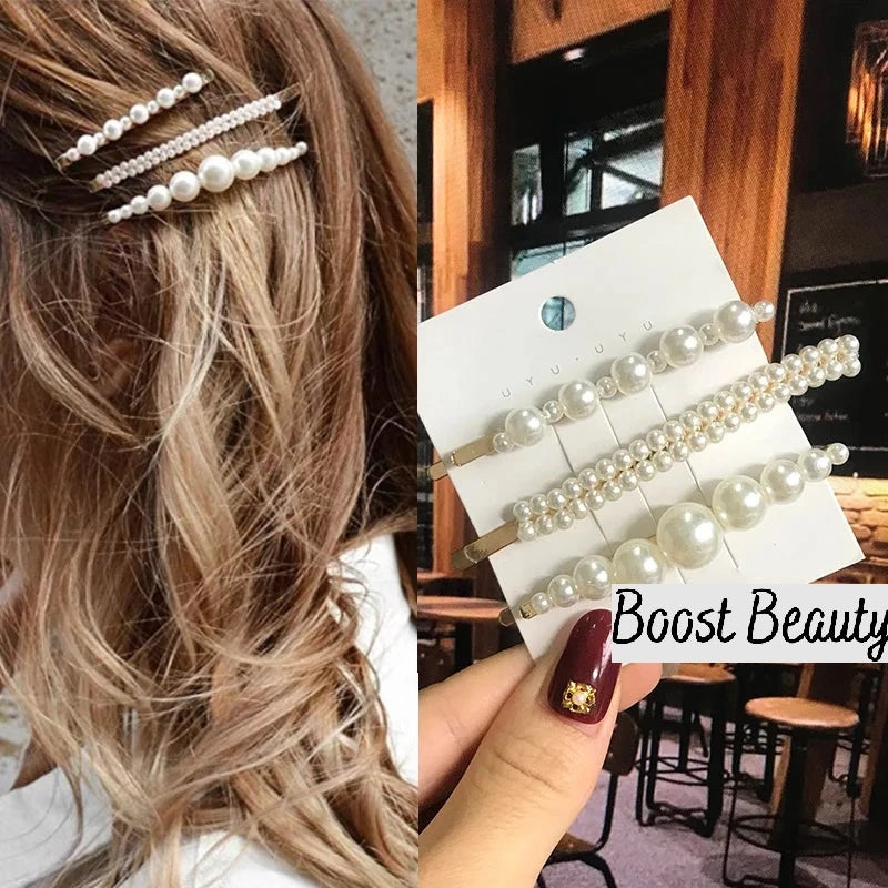 Accessoires Glamour : Ensemble Élégant de Pinces à Cheveux avec Perles Brillantes