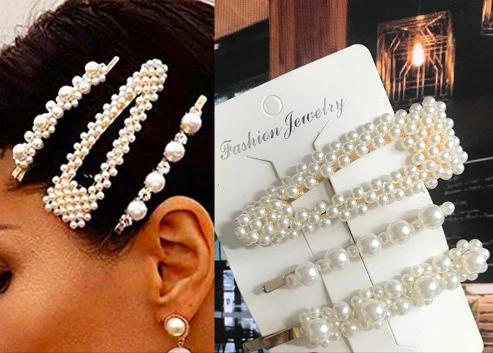 Accessoires Glamour : Ensemble Élégant de Pinces à Cheveux avec Perles Brillantes