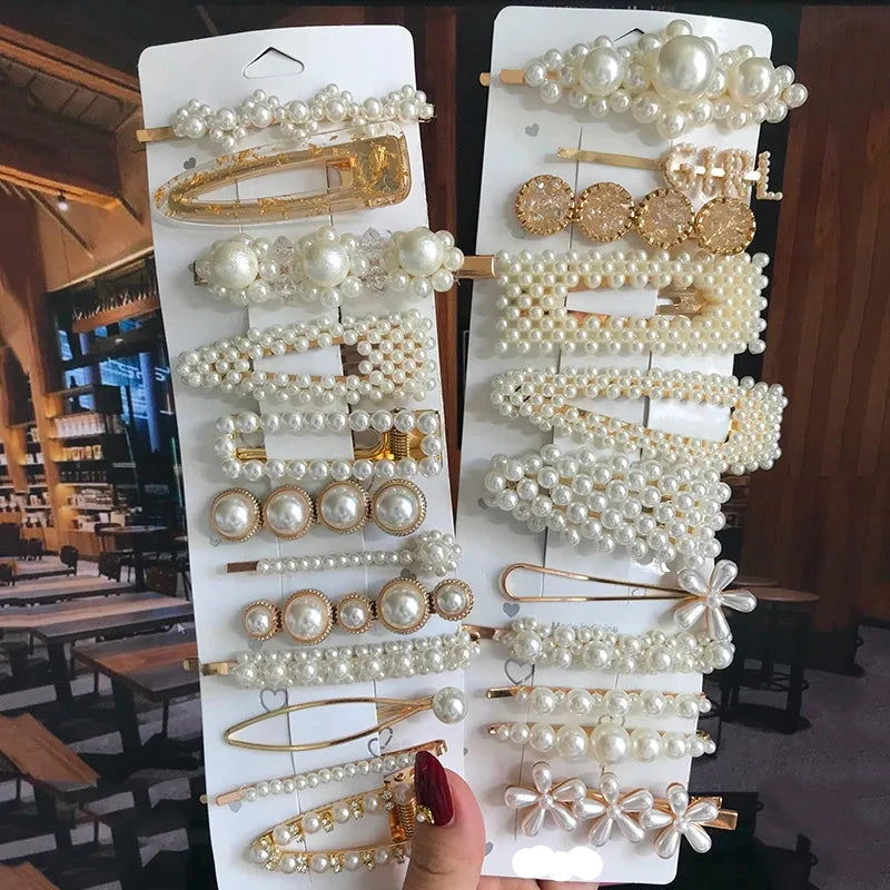 Accessoires Glamour : Ensemble Élégant de Pinces à Cheveux avec Perles Brillantes