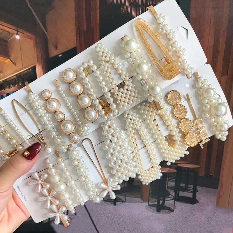 Accessoires Glamour : Ensemble Élégant de Pinces à Cheveux avec Perles Brillantes