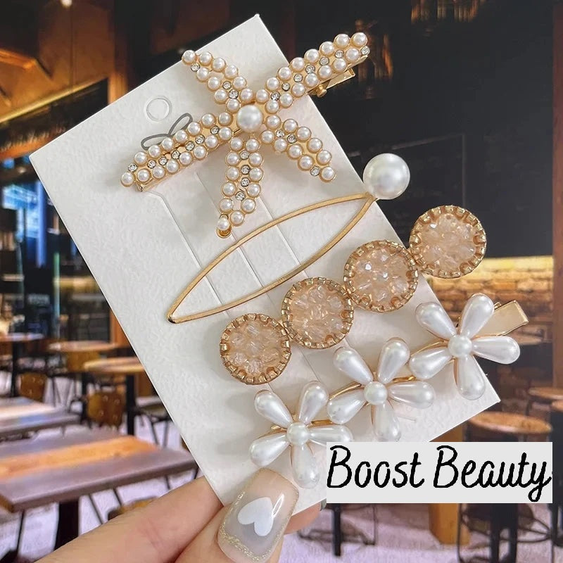 Accessoires Glamour : Ensemble Élégant de Pinces à Cheveux avec Perles Brillantes