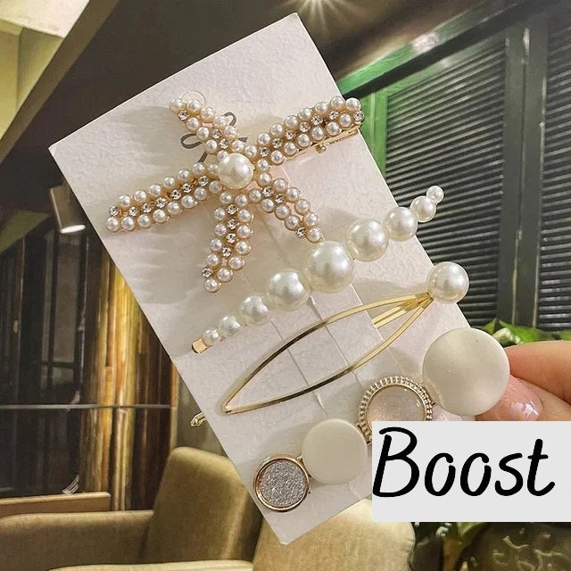 Accessoires Glamour : Ensemble Élégant de Pinces à Cheveux avec Perles Brillantes