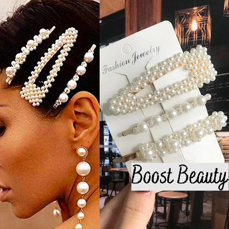 Accessoires Glamour : Ensemble Élégant de Pinces à Cheveux avec Perles Brillantes