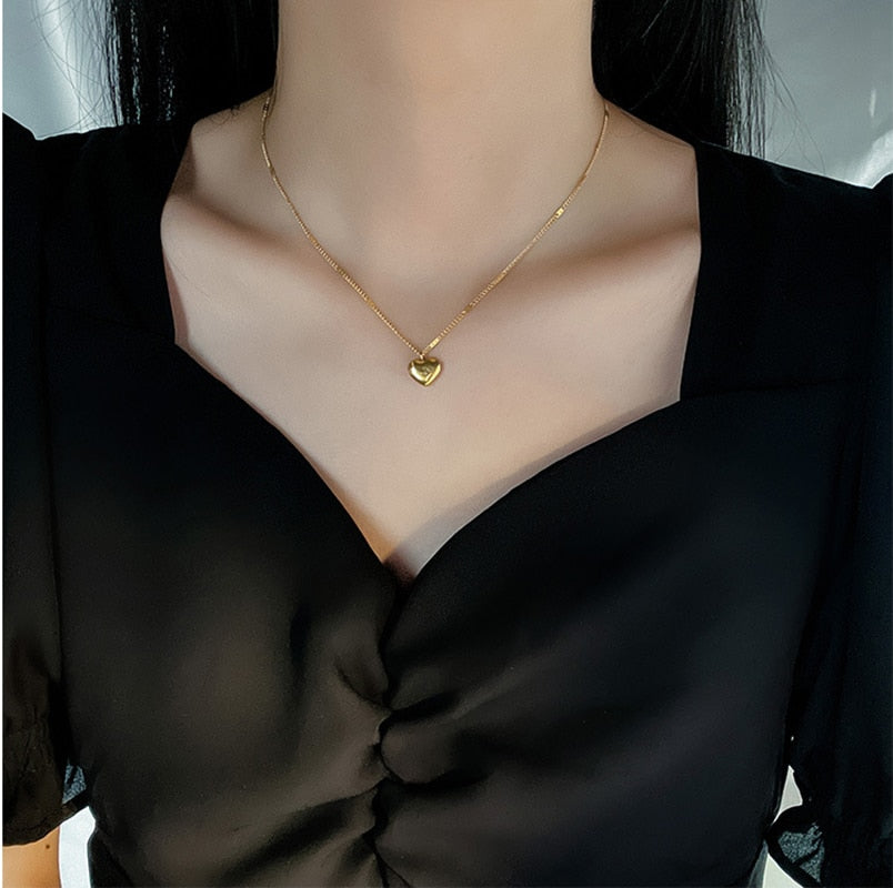 Collier cœur d'amour en acier inoxydable