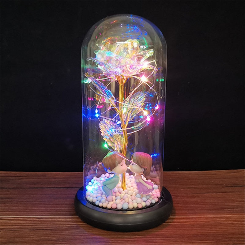 Rose éternelle dans un verre avec LED