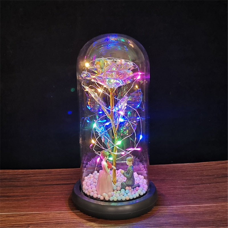 Rose éternelle dans un verre avec LED