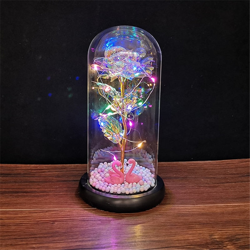 Rose éternelle dans un verre avec LED