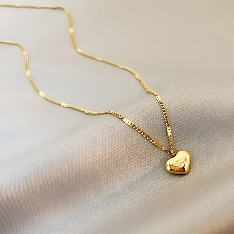 Collier cœur d'amour en acier inoxydable