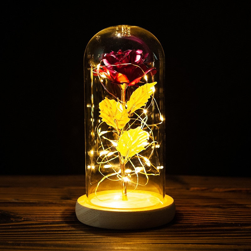 Rose éternelle dans un verre avec LED