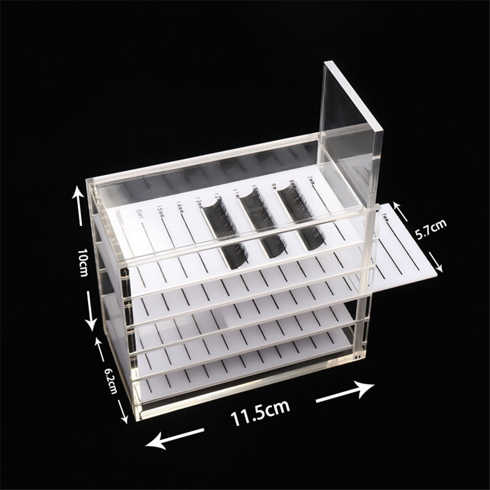 Boite de rangement pour 5 palettes d'extensions de cils - Tranparente