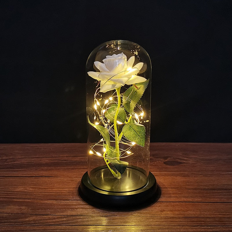 Rose éternelle dans un verre avec LED