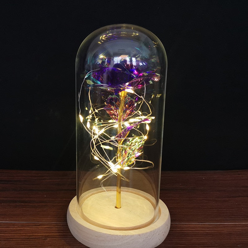 Rose éternelle dans un verre avec LED