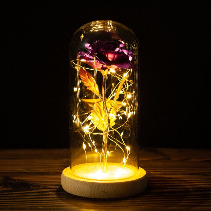 Rose éternelle dans un verre avec LED