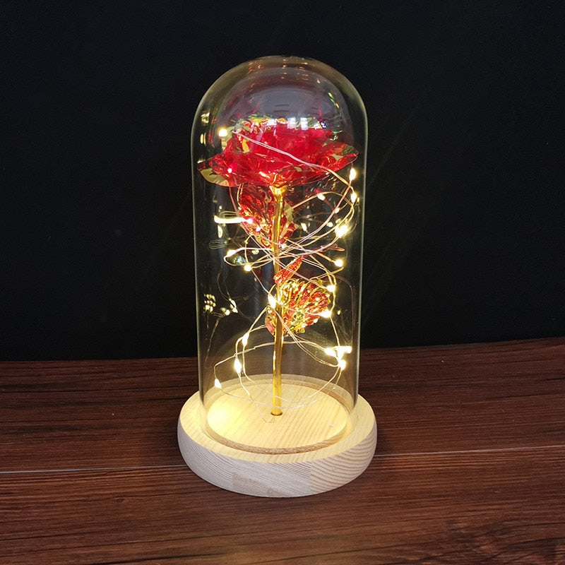 Rose éternelle dans un verre avec LED