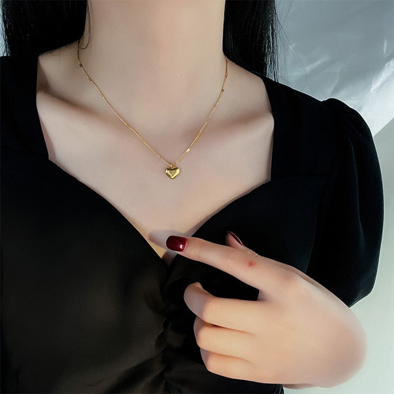 Collier cœur d'amour en acier inoxydable