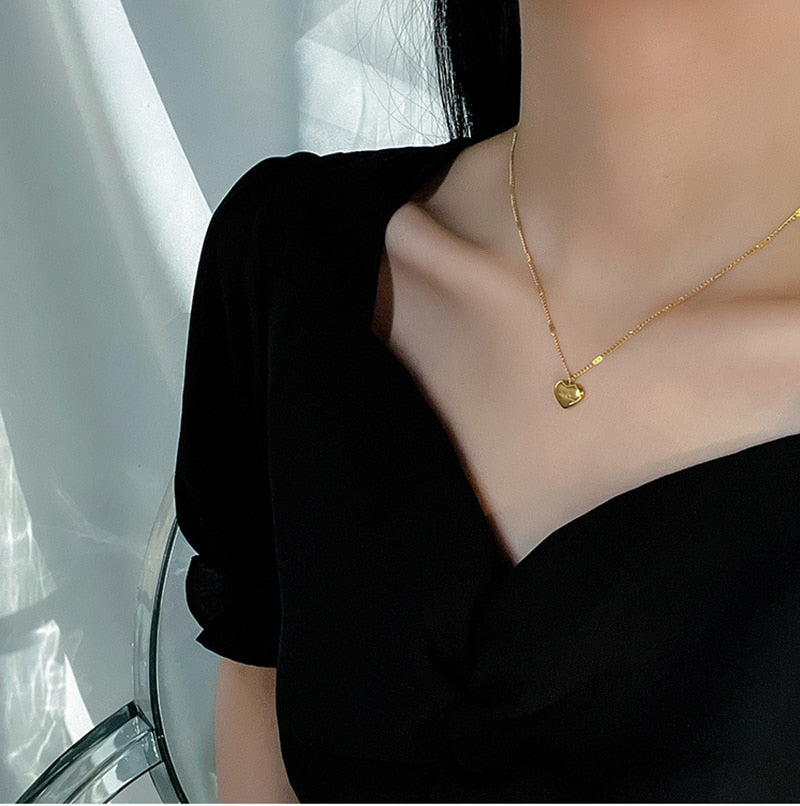 Collier cœur d'amour en acier inoxydable