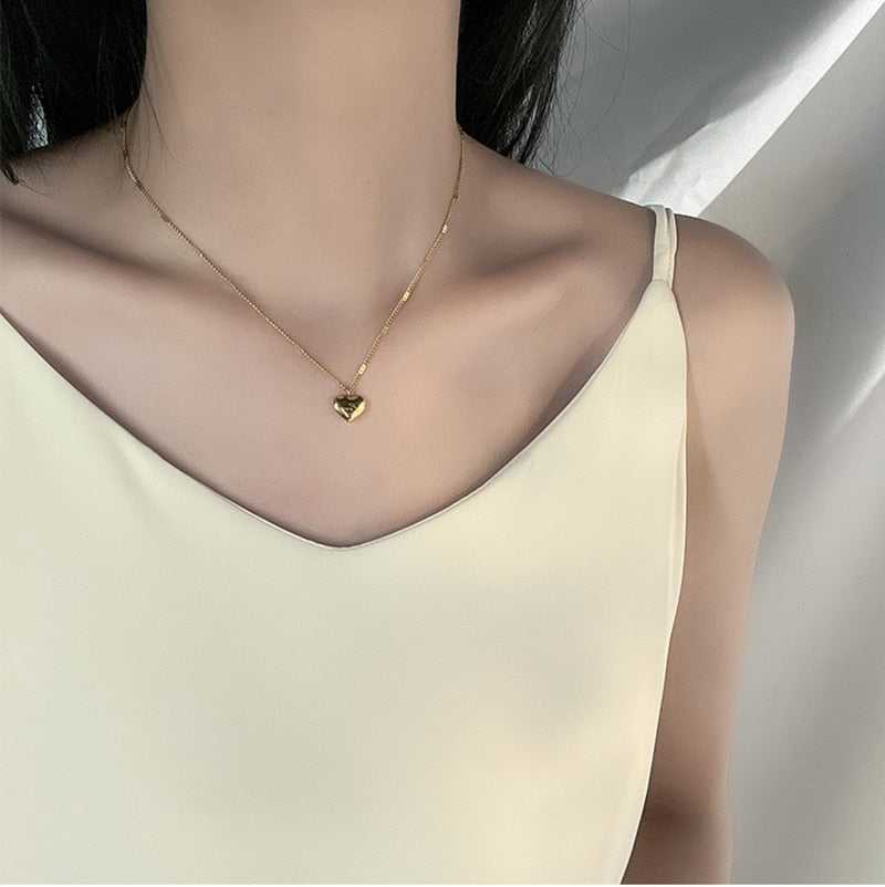 Collier cœur d'amour en acier inoxydable