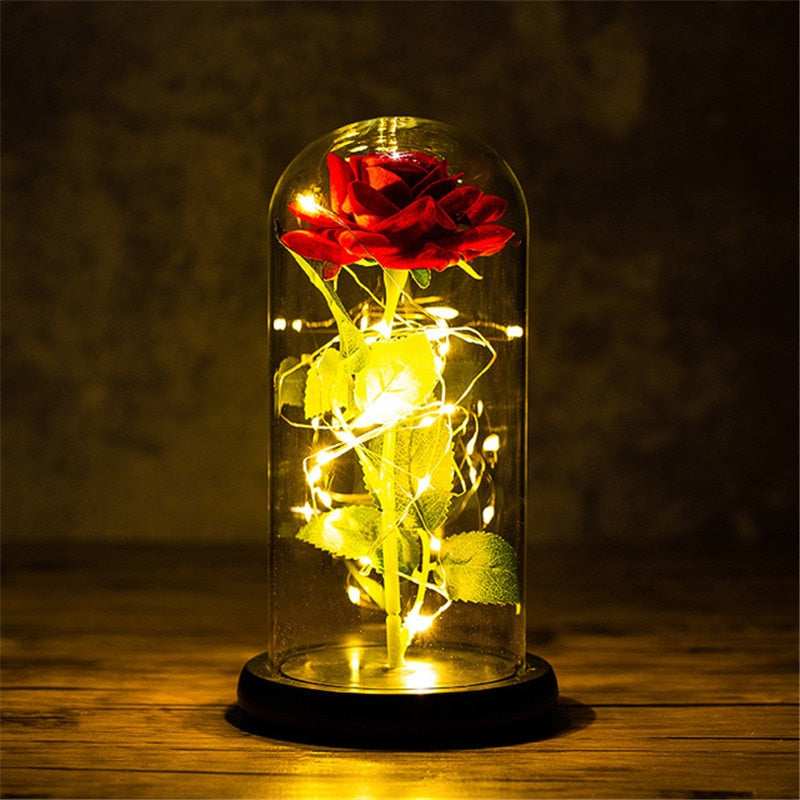 Rose éternelle dans un verre avec LED