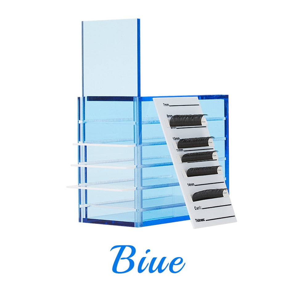 Boite de rangement pour 5 palettes d'extensions de cils - Bleu